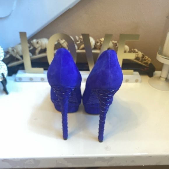 BRIAN ATWOOD PURPLE FONTANNE STILETTO PLATFORM SUEDE PUMPS SIZE 7 - Picture 7 of 13